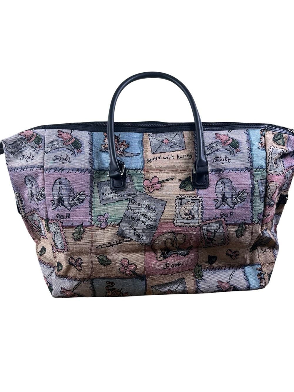 DISNEY VTG 90s Winnie the Pooh Tapestry Weekender Travel Diaper Bag